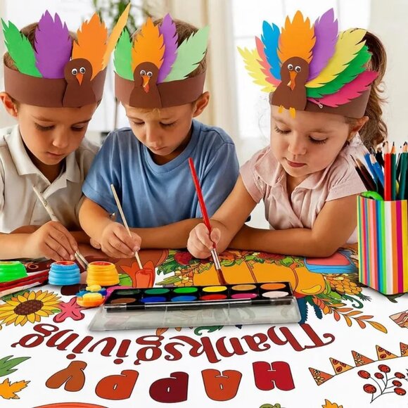 Thanksgiving Giant Coloring Page | Kids' Table Decor (72x30 inches) - Picture 2 of 7